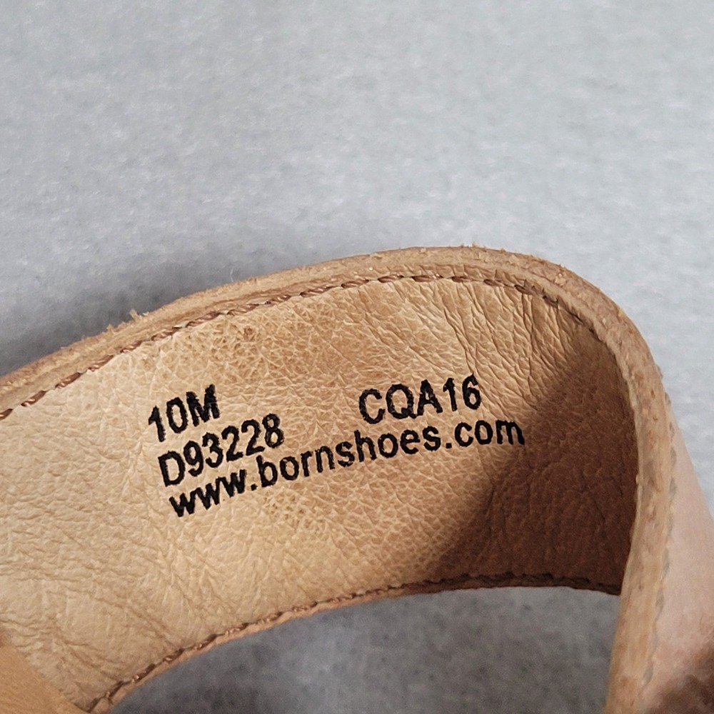 Born Tan Leather Cork Wedge Sandals Ankle Strap D93228 Womens 10M - Picture 4 of 11